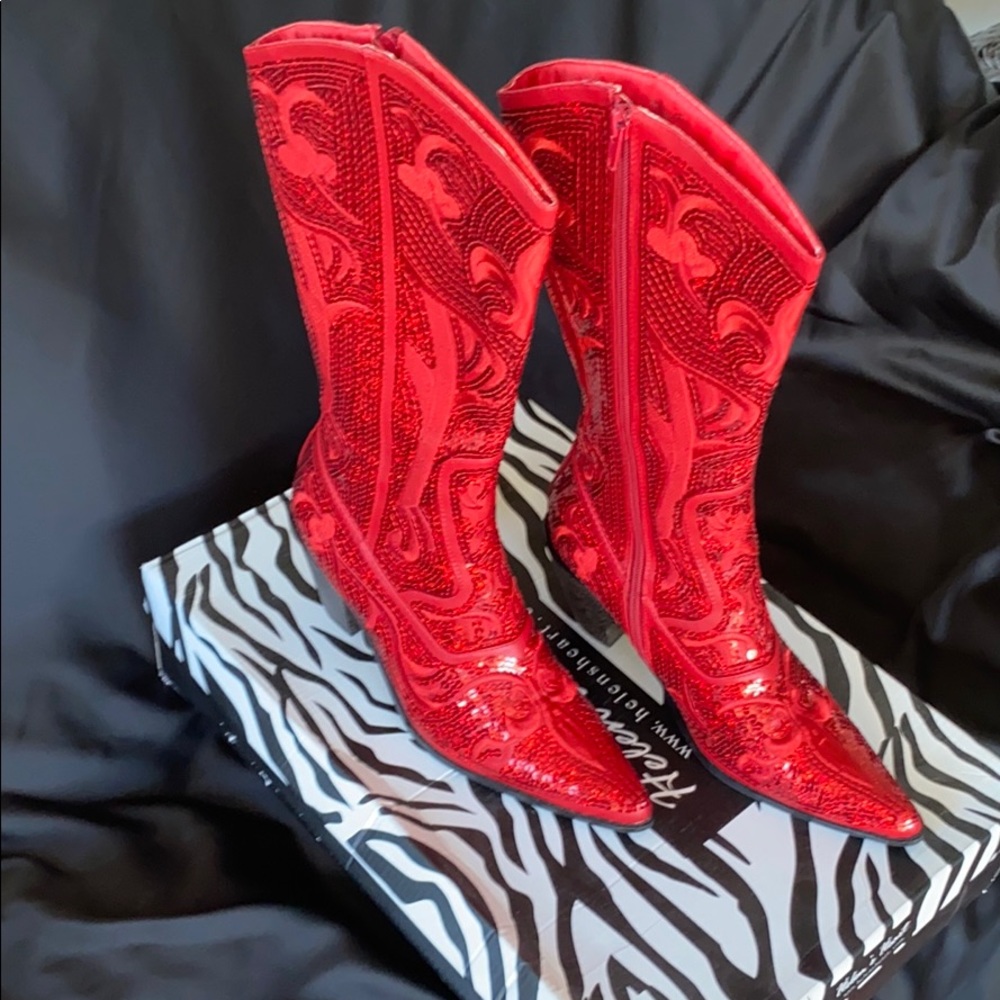 Helen’s Heart red sequined cowboy boots